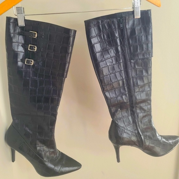 POLO RALPH LAUREN Jennison tall black leather boots with heels size 8.5B - Picture 3 of 11